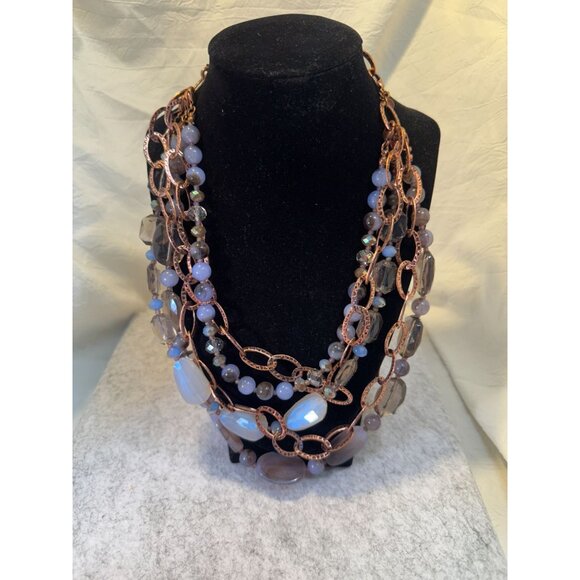Premier Design Interchangeable English Rose Beads & Bronze Necklace multi Strand - Picture 1 of 9